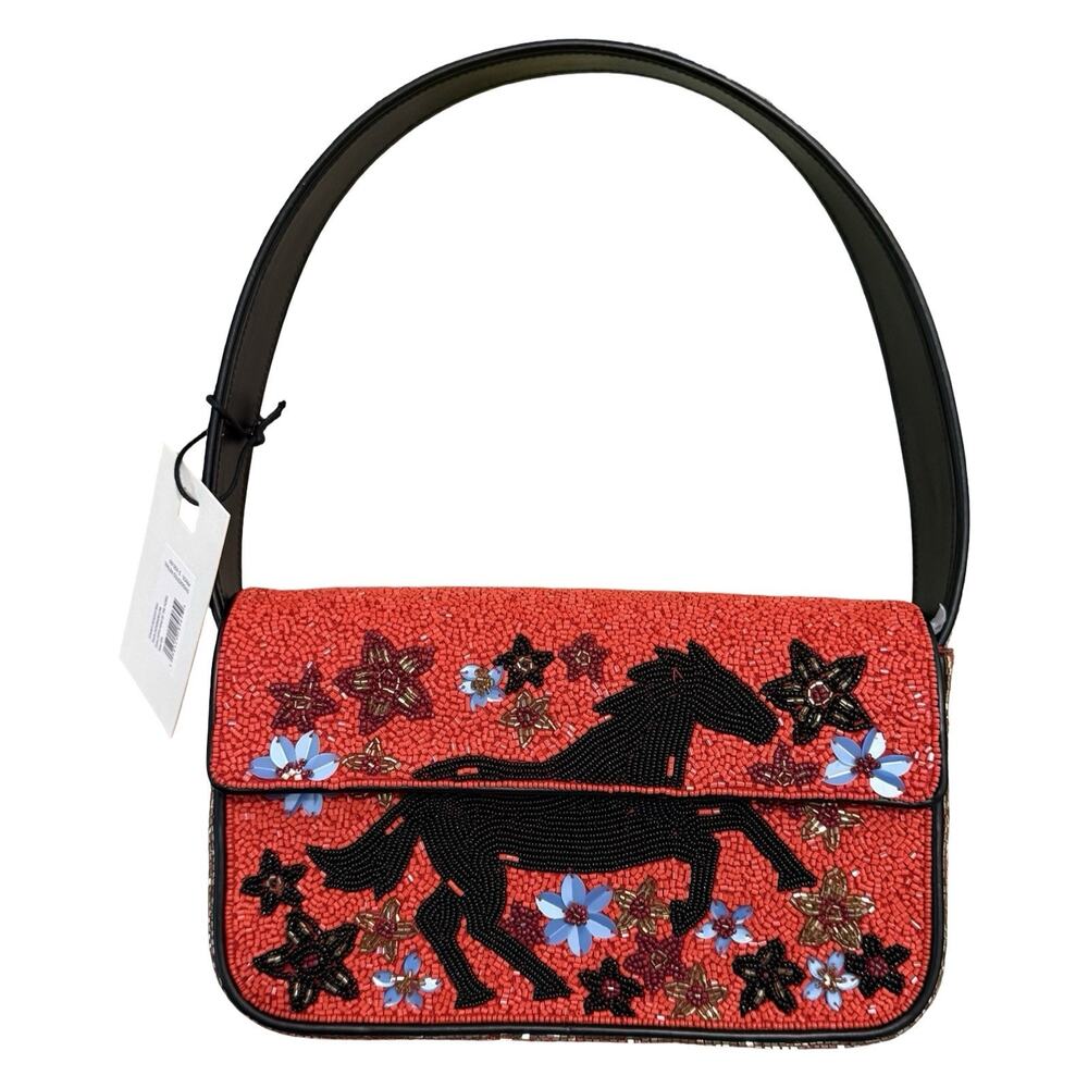 Staud Tommy Bag Purse Year of the Horse Red Black Beaded Limited Run NEW Tags - Picture 2 of 14